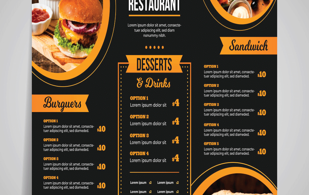 Menu (Dine in, Double Sided)